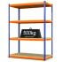 Rax 1 Heavy Duty Steel Shelving - H2000mm x W1500mm x D450mm - Blue and Orange with 4 Chipboard Shelves