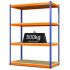 Heavy Duty Steel Shelving, Rax 1, Blue and Orange with Chipboard Shelves