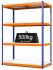 Rax 1 Heavy Duty Steel Shelving - H2000mm x W1500mm x D600mm - Blue and Orange with 4 Melamine Shelves - 500kg UDL per shelf - Product Code: R1HB-BO-M 
