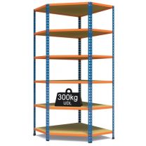 Corner Rax 2 Medium Duty Blue and Orange Steel Shelving with 6 Shelves