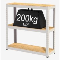 Rax Value White Steel Shelving with 3 MDF Shelves - Height 900mm x Width 900mm x Depth 450mm