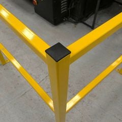 Corner Industrial Barrier 1000mm long each side including top and middle rails with 2 end and 1 corner post. Posts are 50 x 50mm with 40mm rails 3mm thick.