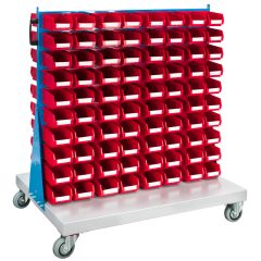 Double Sided Louvred Panel Trolley with 160 TC2 Red Bins