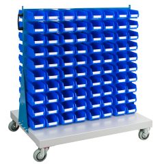Double Sided Louvred Panel Trolley with 160 TC2 Blue Bins