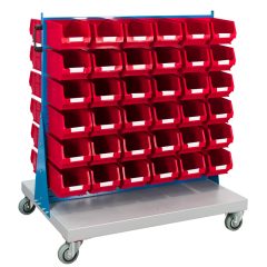 Double Sided Louvred Panel Trolley with 72 TC3 Red Bins