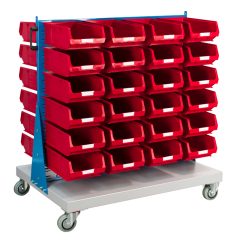 Double Sided Louvred Panel Trolley with 48 TC4 Red Bins