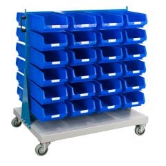 Double Sided Louvred Panel Trolley with 48 TC4 Blue Bins