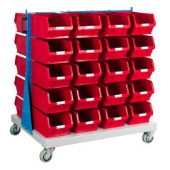 Double Sided Louvred Panel Trolley with 40 TC5 Red Bins