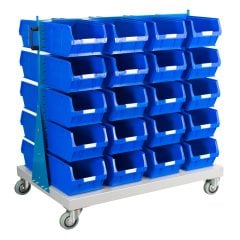 Double Sided Louvred Panel Trolley with 40 TC5 Blue Bins