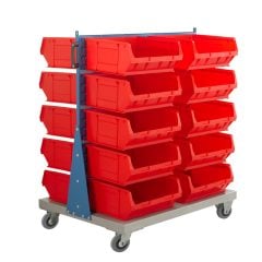 Double Sided Louvred Panel Trolley with 20 TC6 Red Bins