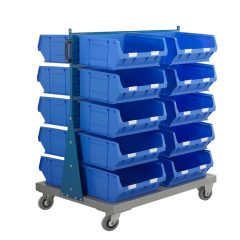 Double Sided Louvred Panel Trolley with 20 TC6 Blue Bins