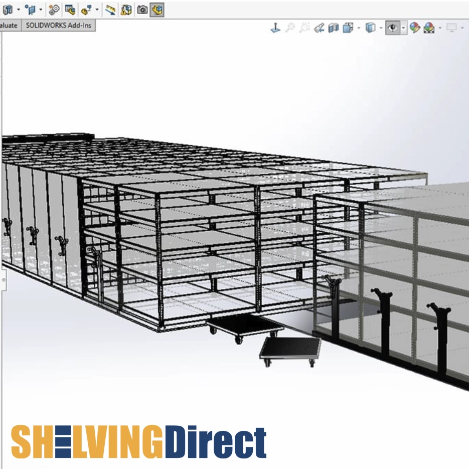 Custom-made steel shelving