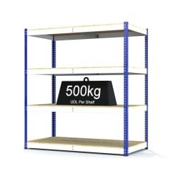 RAX 1 - Heavy Duty Racking with 4 Levels - White and Blue