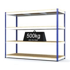 RAX 1 - Heavy Duty Racking with 4 Levels - White and Blue